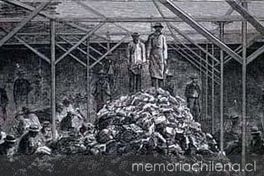 Cancha de mineros de la mina Buena Esperanza. Copiapó, siglo XIX
