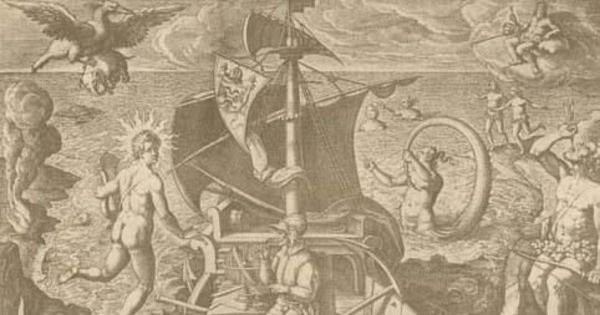 Magallanes saliendo del estrecho de su nombre, 1520