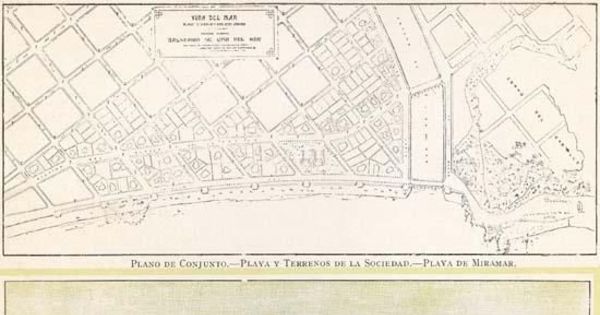 Plano de conjunto de Viña del Mar. Playa y terrenos de la Sociedad. Playa de Miramar