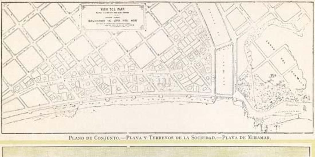 Plano de conjunto de Viña del Mar. Playa y terrenos de la Sociedad. Playa de Miramar