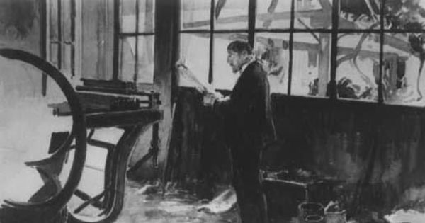Medina imprimiendo, 1925