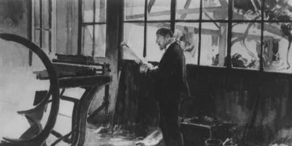 Medina imprimiendo, 1925
