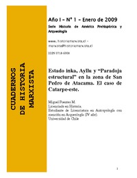 "Estado inka, Ayllu y 'Paradoja estructural' en la zona de San Pedro de Atacama. El caso de Catarpe-este" - Miguel Antonio Fuentes