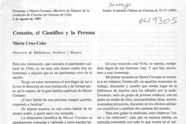 Croxatto, el científico y la persona. Anales Academia Chilena de Ciencias, nº 6, (1999)