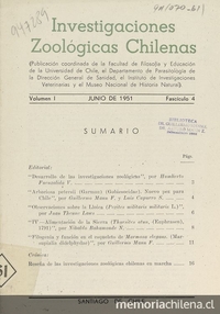 Desarrollo de las investigaciones zoológicas. Santiago: del Pacífico Impresores, 1951. 15 p.