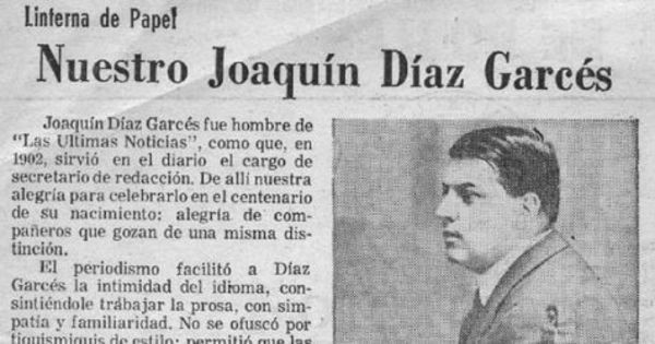 Linterna de papel : Nuestro Joaquín Díaz Garcés
