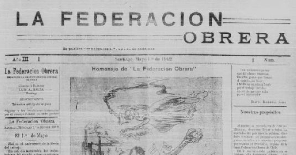 La Gran Federación Obrera de Chile : n° 54, 1 de mayo de 1912