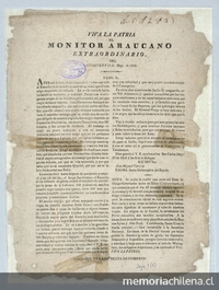 Ir a Viva la patria : El Monitor Araucano extraordinario del miercoles 19 de mayo de 1813