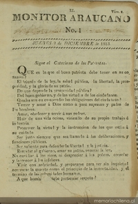 Ir a El Monitor Araucano: tomo 2, números 1-83, 2 de diciembre de 1813 al 30 de septiembre de 1814