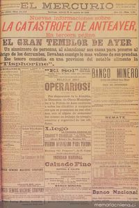 Avisos publicitarios en portada de diario El Mercurio, 1906