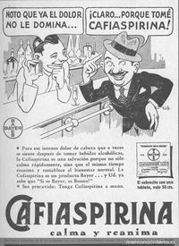 Aviso publicitario sobre medicamentos, 1939
