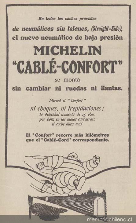 Aviso publicitario sobre neumáticos, 1925