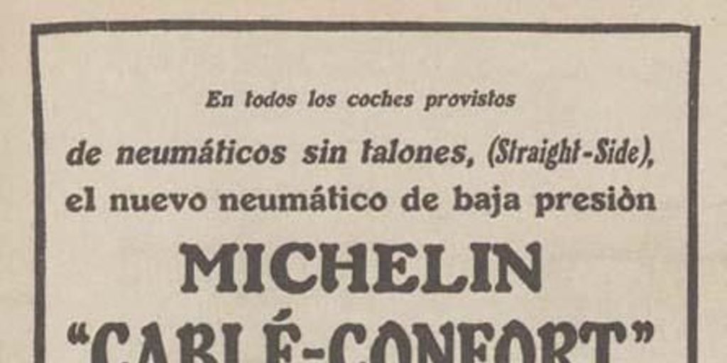 Aviso publicitario sobre neumáticos, 1925