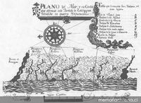 Plano de mar y costa que abraza este partido de Colchagua, dividida en quatro diputaciones