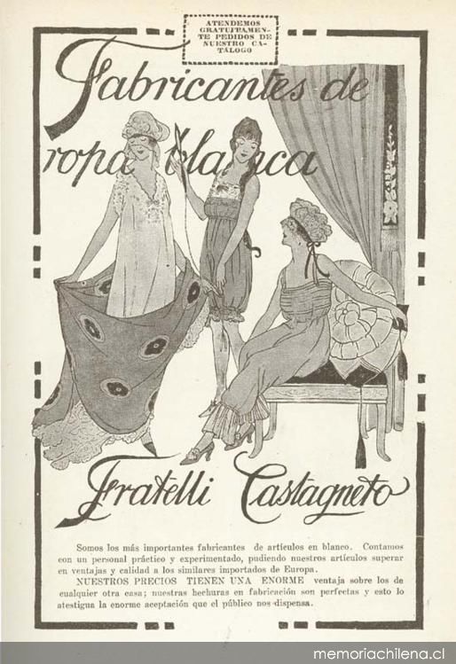 Fabricantes de ropa blanca Fratelli Castegneto, 1920 - Memoria Chilena,  Biblioteca Nacional de Chile