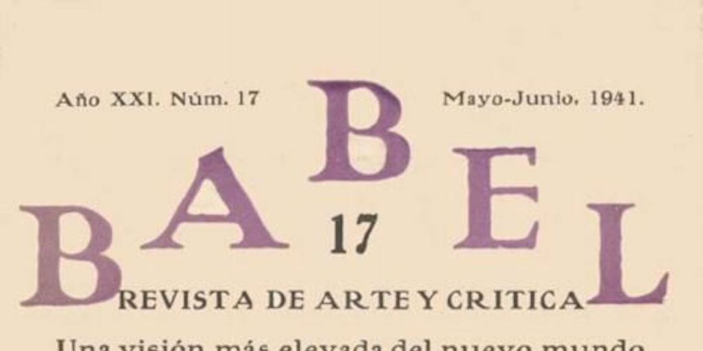 Babel : revista de arte y crítica : nº 17 : mayo-junio 1941