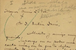 [Carta], 1900 jun. 2 Francia <a> Rubén Darío [manuscrito]