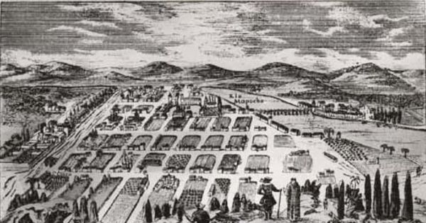 Ilsutración de Santiago de Chile hacia 1800
