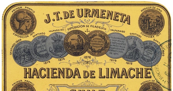 Marca de vino registrada por Carmen Quiroga de Urmeneta en Santiago, 1881.