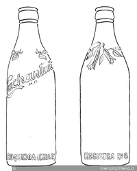 Patente de modelo industrial de botella de vidrio para envasar agua mineral concedida a la Sociedad Anónima Baños y aguas Minerales Cachantún, Valparaíso, 1944