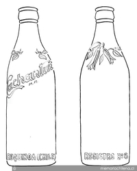 Patente de modelo industrial de botella de vidrio para envasar agua mineral concedida a la Sociedad Anónima Baños y aguas Minerales Cachantún, Valparaíso, 1944