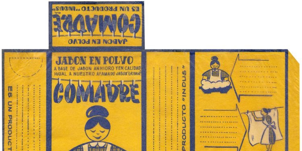 Envase de jabón en polvo marca Comadre, Santiago, 1950