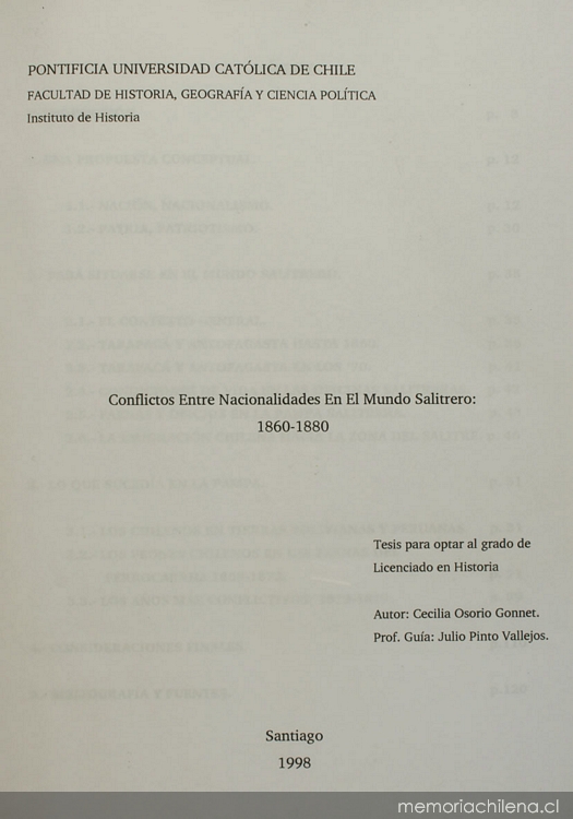 Conflictos entre nacionalidades en el mundo salitrero : 1860-1880