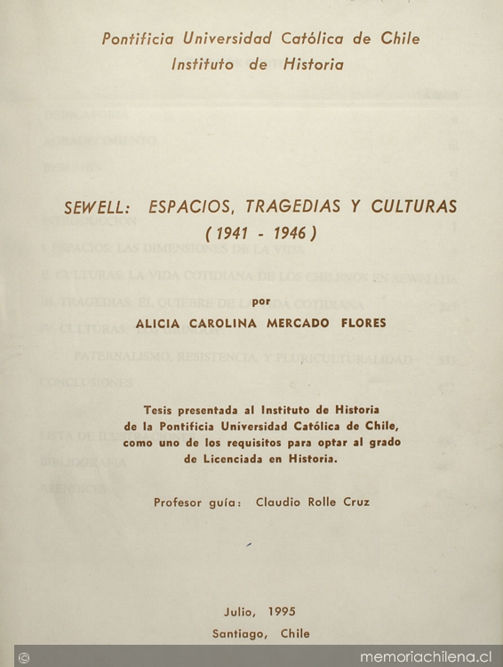 Sewell: espacios, tragedias y culturas