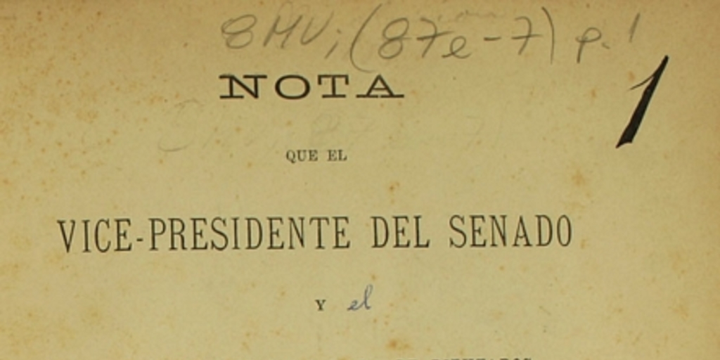 Nota que el vice presidente del Senado y el presidente de la Cámara de Diputados dirigen a los miembros del Congreso que firmaron el acta de 1 de Enero de 1891