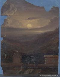 Paisaje nocturno de un cementerio : pintura.