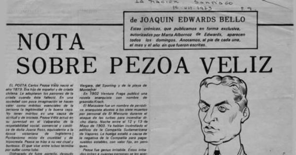 Nota sobre Pezoa Véliz.