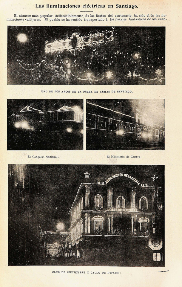 Iluminaciones eléctricas en Santiago, 1910