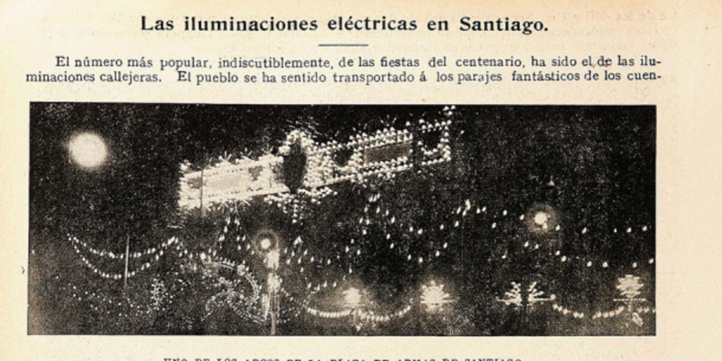 Iluminaciones eléctricas en Santiago, 1910