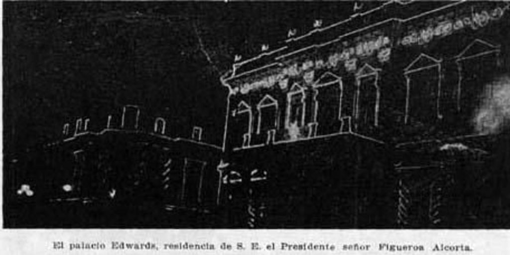 Iluminaciones de edificios y lugares públicos en Santiago, 1910