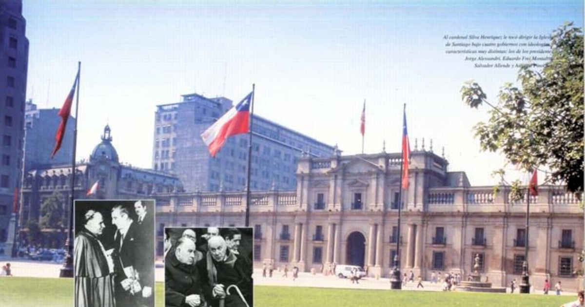 El Cardenal Raúl Silva Henríquez con los cuatro últimos presidentes de Chile