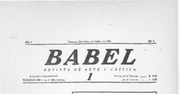 Babel : revista de arte y crítica : año 1 : nº 1 : abril de 1926