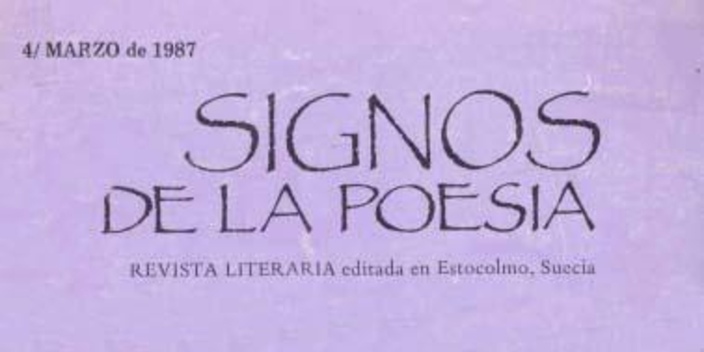 Signos de la poesía : n° 4, marzo 1987