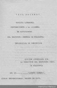 Sol oscuro : revista literaria : año 4, n° 5, agosto 1979