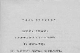 Sol oscuro : revista literaria : año 4, n° 5, agosto 1979