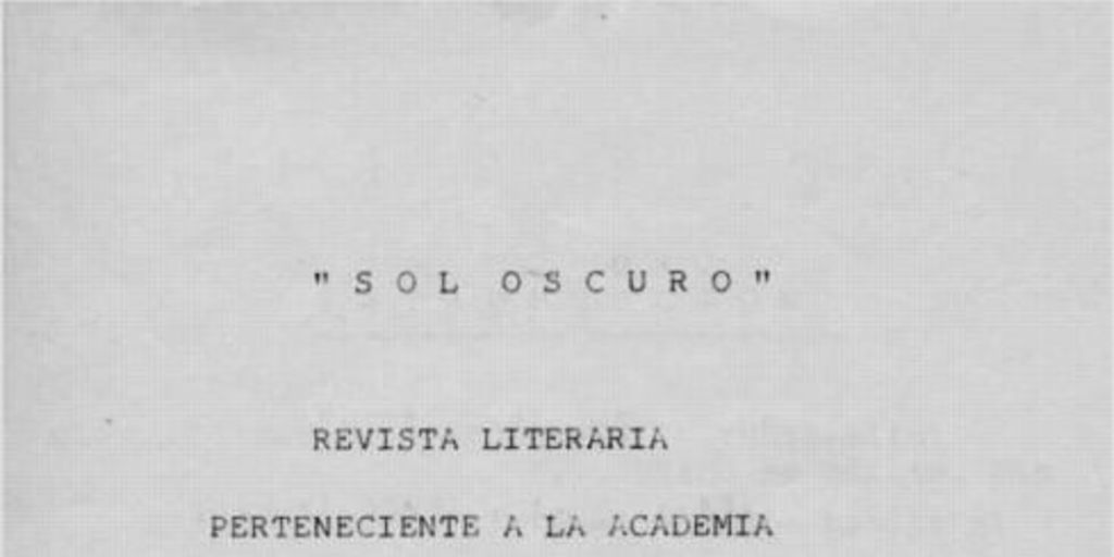 Sol oscuro : revista literaria : año 4, n° 5, agosto 1979