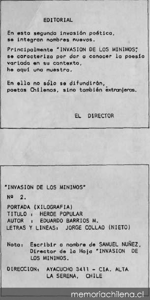 La invasión de los mínimos : n° 2, agosto 1987