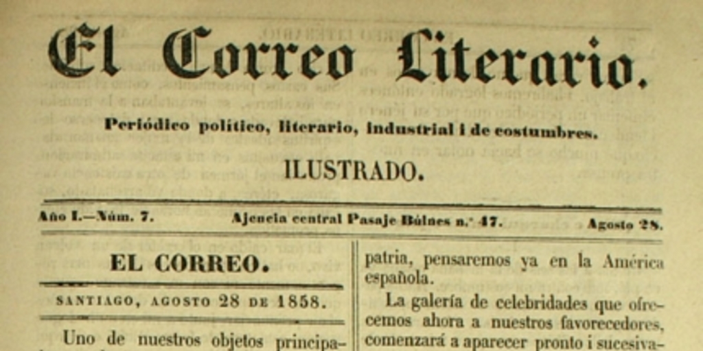 El correo literario: año 1, nº 7, 28 de agosto de 1858