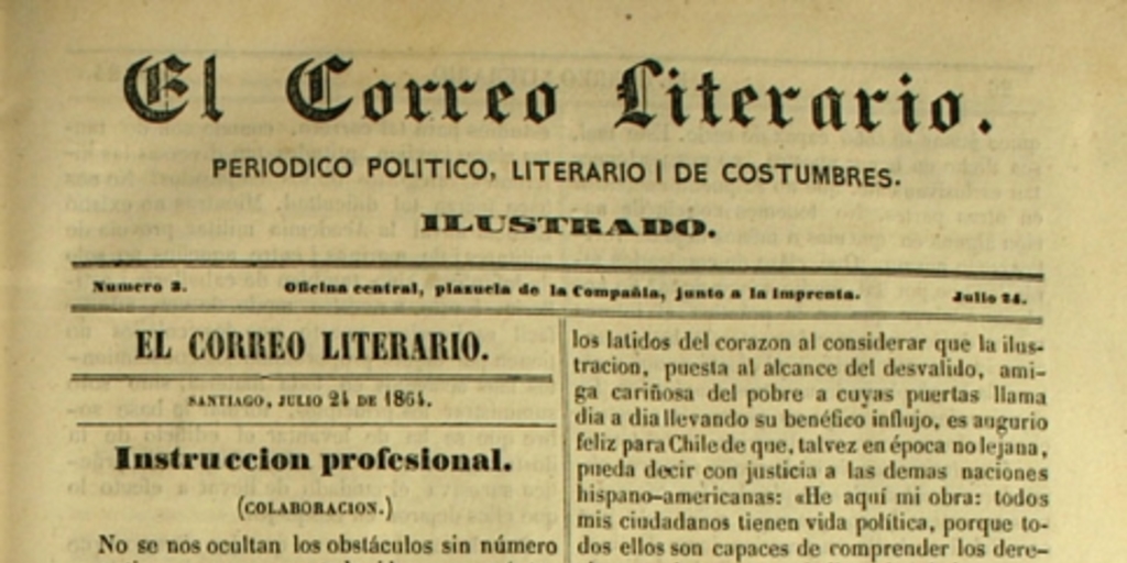 El Correo Literario: año 1, nº3, 24 de julio de 1864