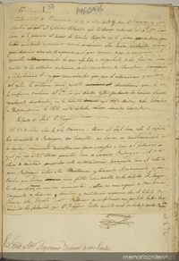 Carta escrita de Sn. Fernando el 21 de mzo. de 1818 por O'Higgins y San Martín al Gobierno Delegado que le servía entonces, el Sr. Dn. Luis Cruz, se le previene el suceso de Cancha Rayada en la forma verdadera ...[manuscrito]