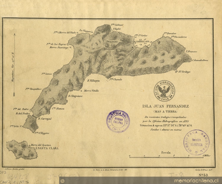 Isla Juan Fernández (más a tierra) [material cartográfico] de recientes trabajos