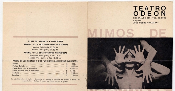 Programa Teatro Odeón, 1964