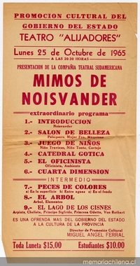 Volante Gira por México. Ciudad Tampico, Teatro Alijadores, 1965.