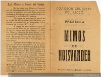 Comisión Cultural del Liceo presenta Mimos de Noisvander, Puerto Aysén, Agosto de 1961