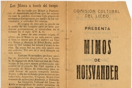 Comisión Cultural del Liceo presenta Mimos de Noisvander, Puerto Aysén, Agosto de 1961