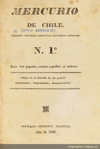 El Mercurio de Chile: n° 1-25, enero de 1822 a abril 1823